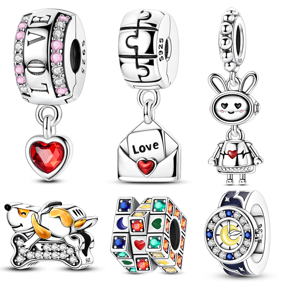 Jewelry Watches Brands - 925 Sterling Silver Sliding Face Rabbit&Letter&Red