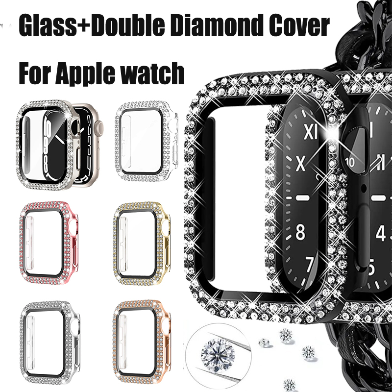 Jewelry Smart Watches - Glass+Diamond Cover For Apple watch case