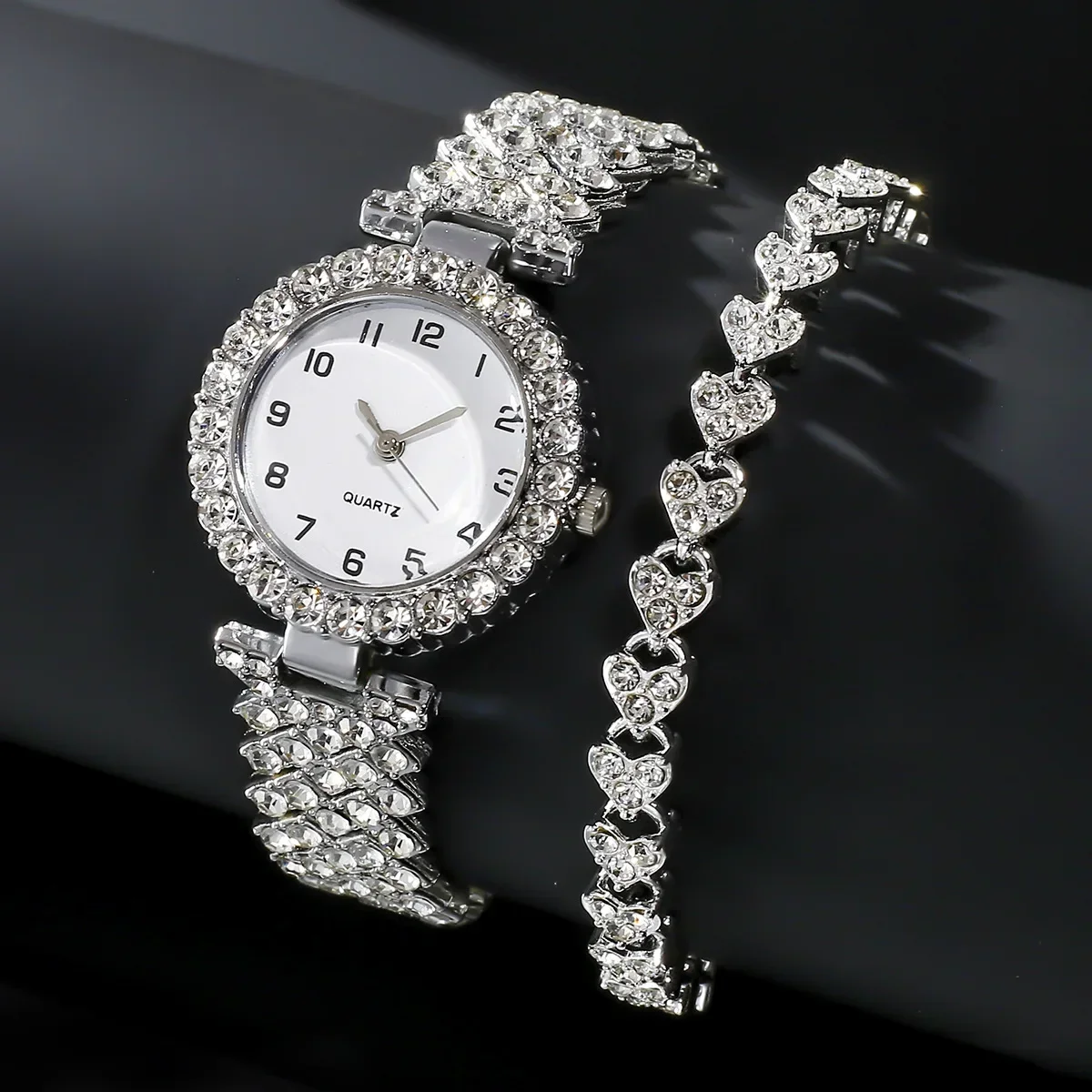 Jewels On Watches - 1pcs/2pcs Luxury Fashion Women Watch Set
