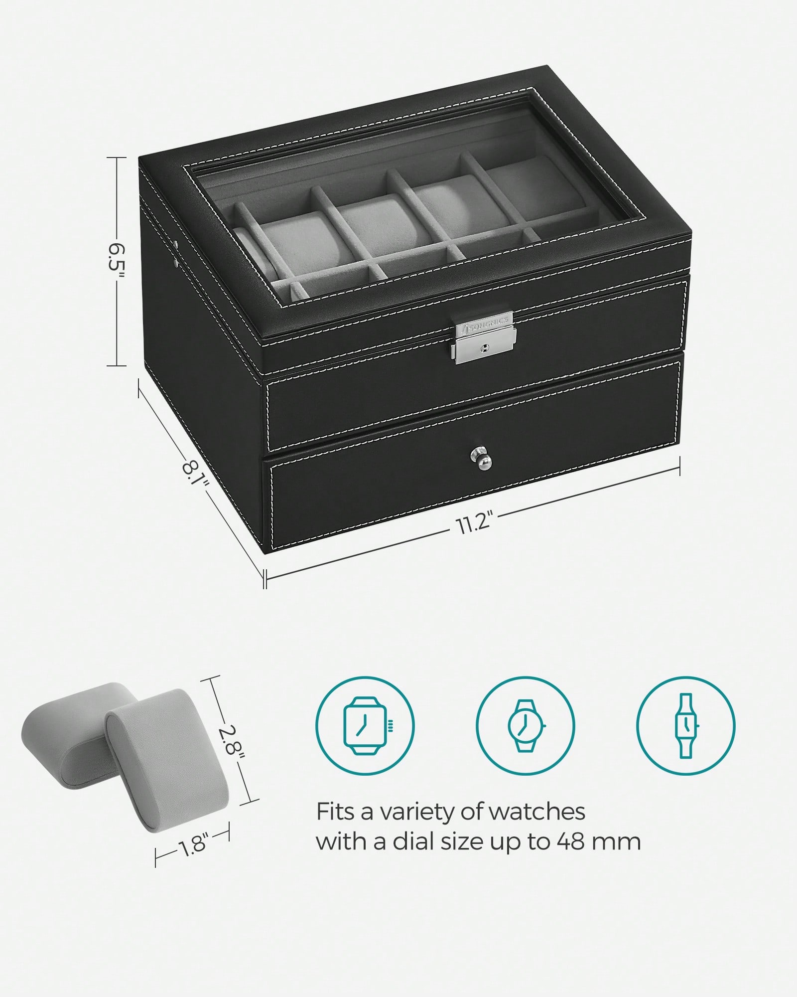 20-Slot Watch Box with Glass L - огляд і ціна Watch Display Box