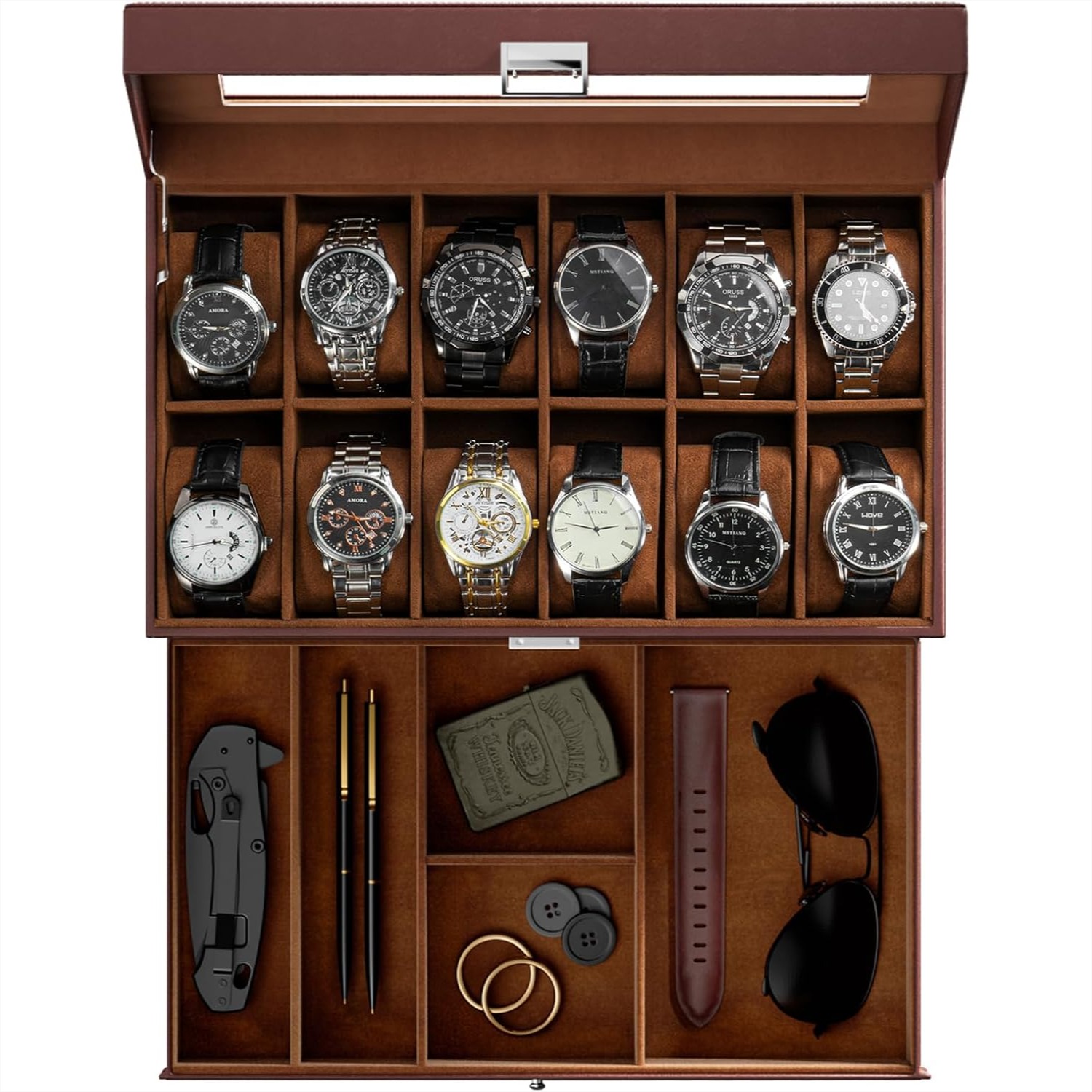 Watch Box with 12 Slots and Dr - огляд і ціна Watch Display Box