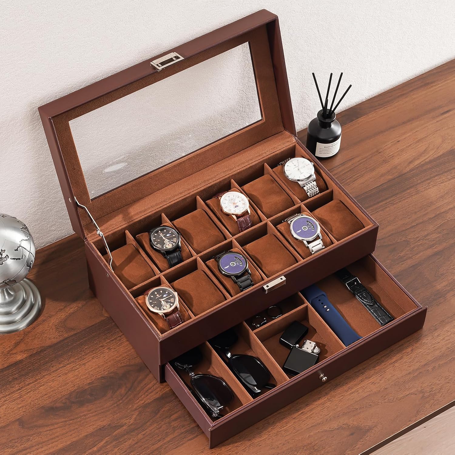 Watch Box with 12 Slots and Dr - огляд і ціна Watch Display Box