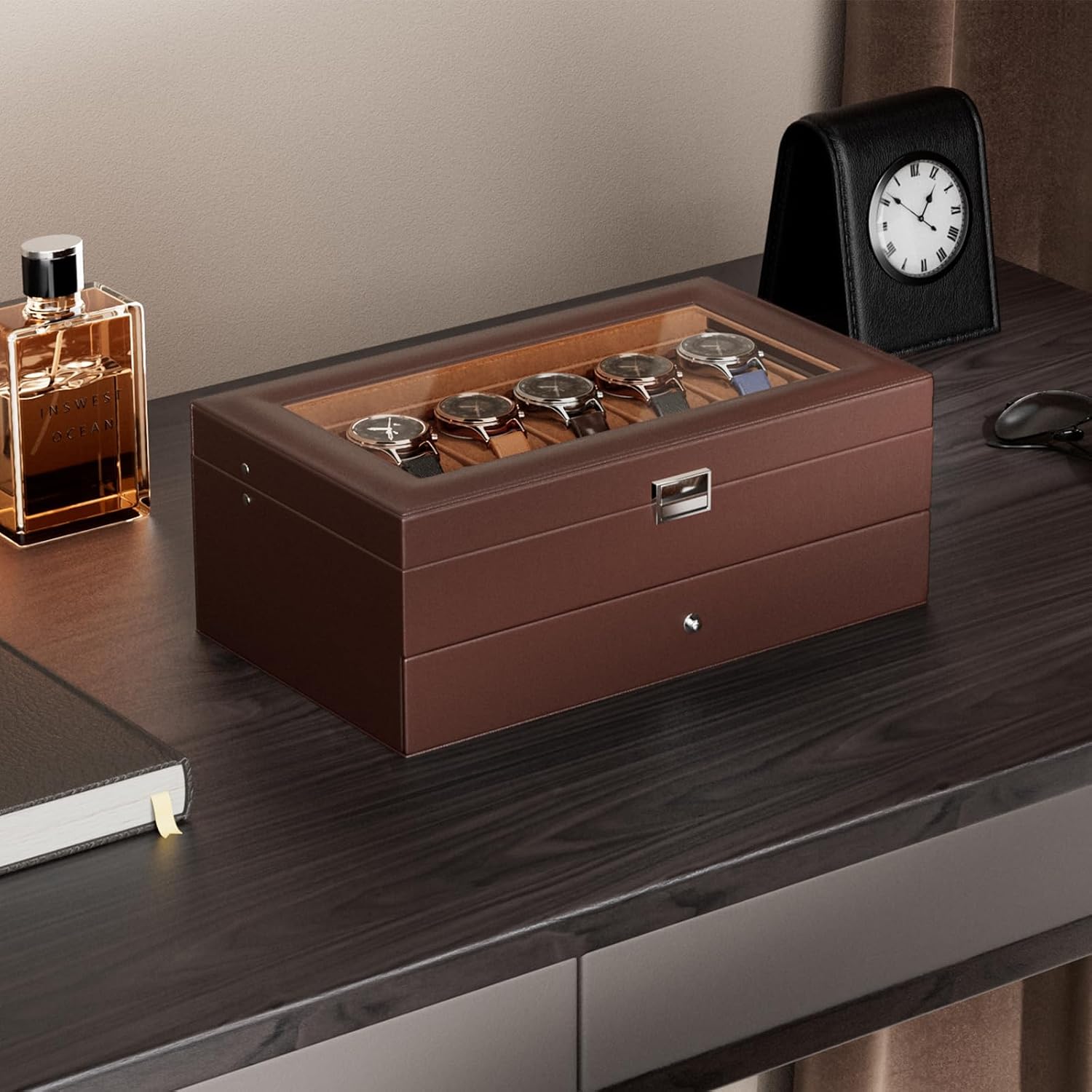 Watch Box with 12 Slots and Dr - огляд і ціна Watch Display Box