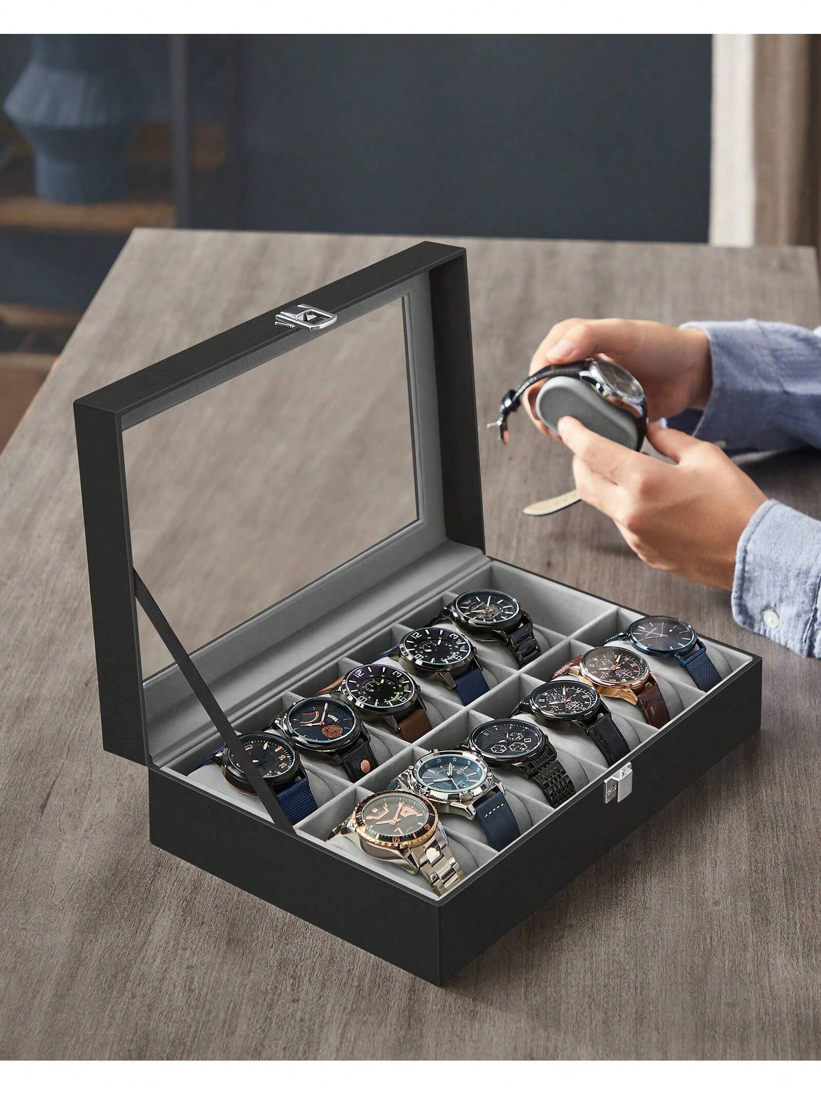 12-Slot Lockable Watch Box wit - огляд і ціна Watch Display Box