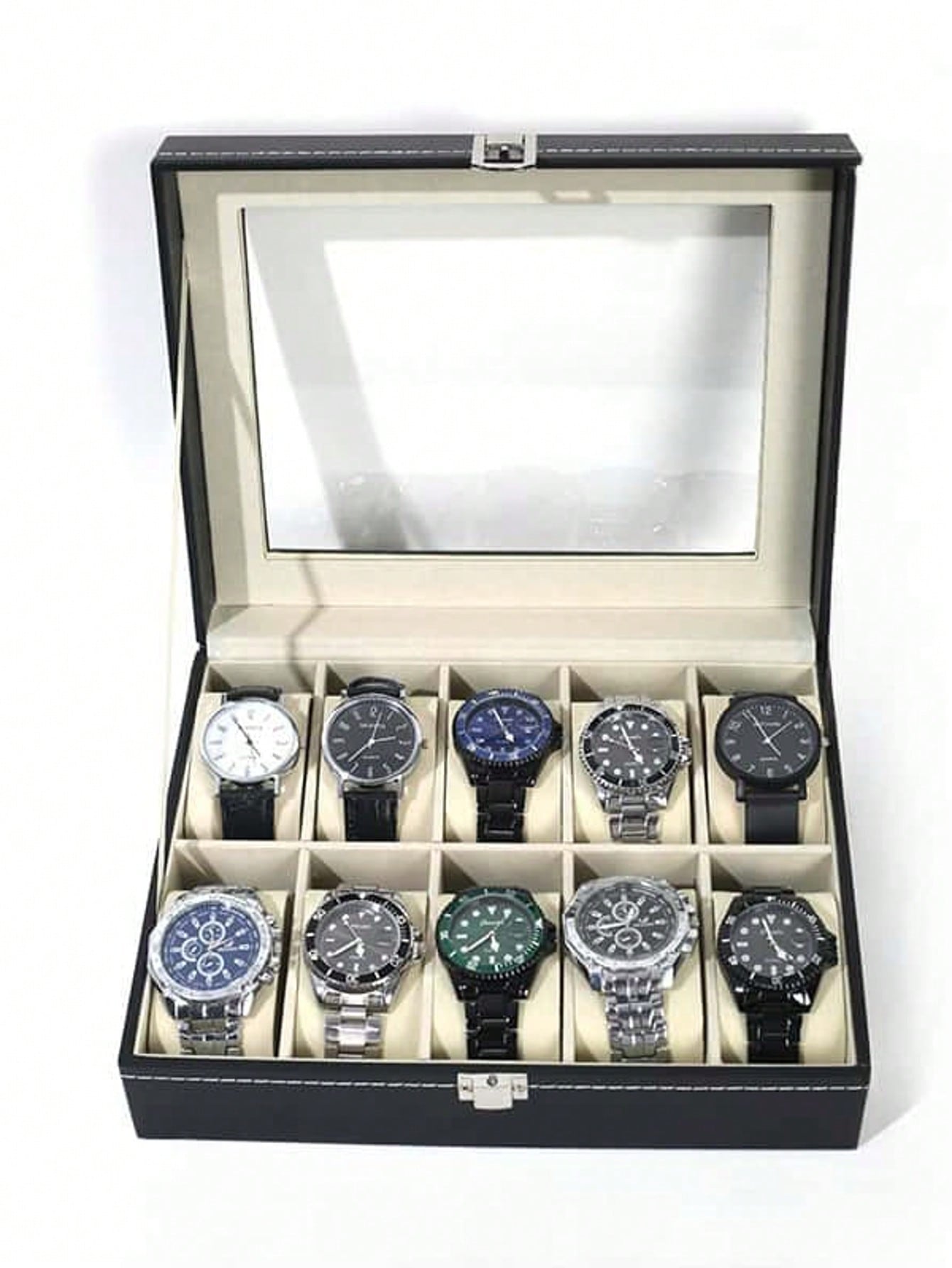 Leather Watch Box with Lock, L - огляд і ціна Watch Display Box