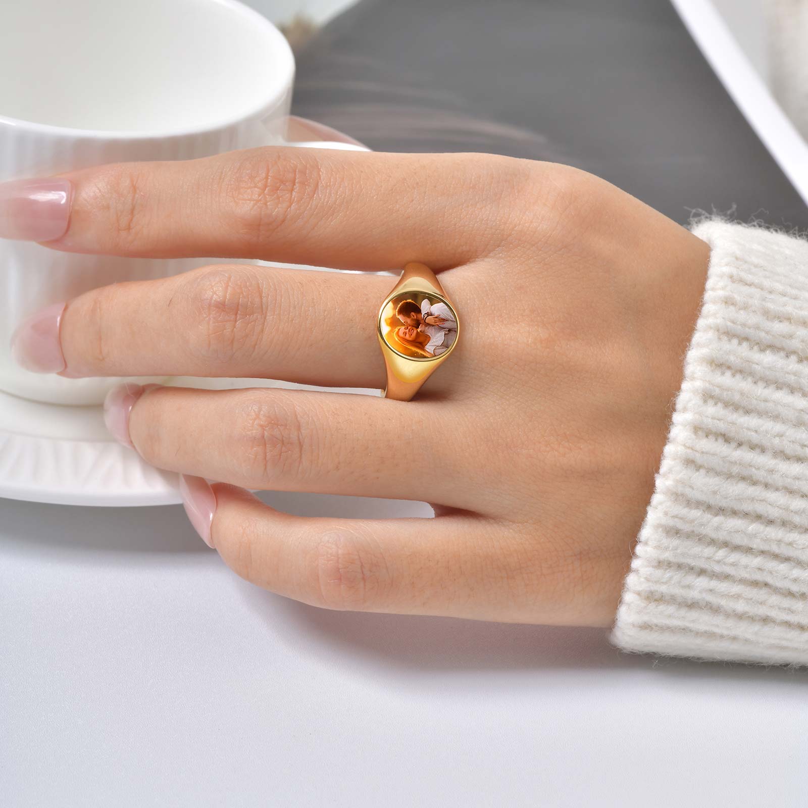Custom Photo Signet Ring for W - огляд і ціна Statement Cocktail Ring