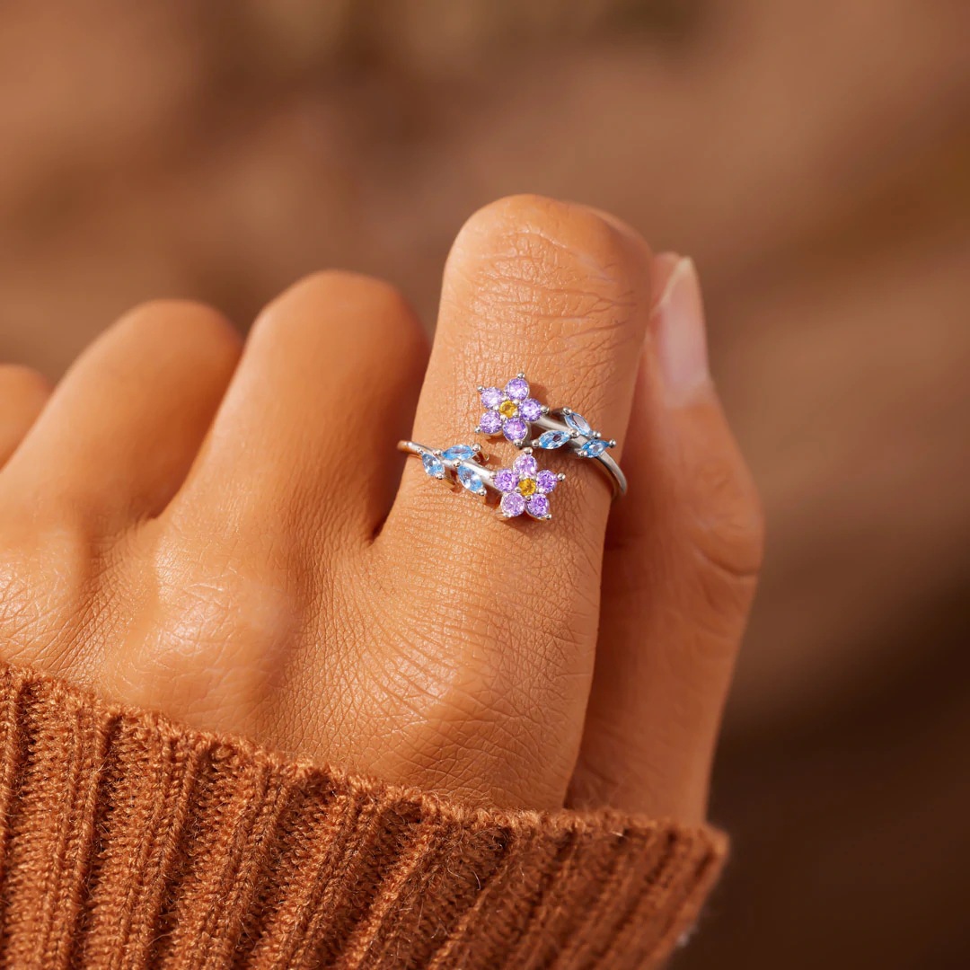 925 Sterling Silver Flower Lea - огляд і ціна Statement Cocktail Ring